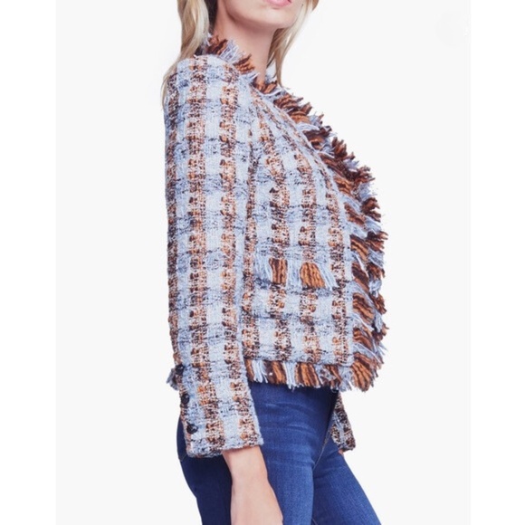 NEW L'Agence Angelina Tweed Blazer Blue/Orange Multi 0 - Picture 7 of 15